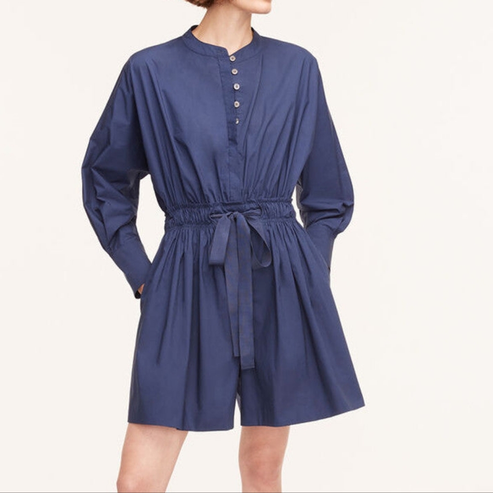 Rebecca Taylor Poplin Long Sleeve Romper Jumpsuit‎ Women's Royal Blue Small NWOT